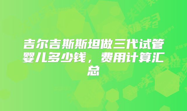 吉尔吉斯斯坦做三代试管婴儿多少钱，费用计算汇总
