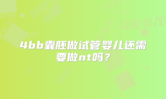 4bb囊胚做试管婴儿还需要做nt吗?
