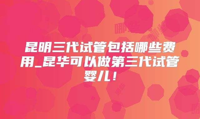 昆明三代试管包括哪些费用_昆华可以做第三代试管婴儿！