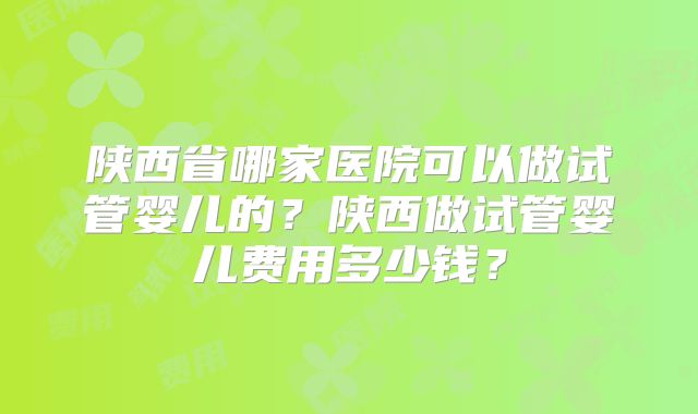 陕西省哪家医院可以做试管婴儿的？陕西做试管婴儿费用多少钱？