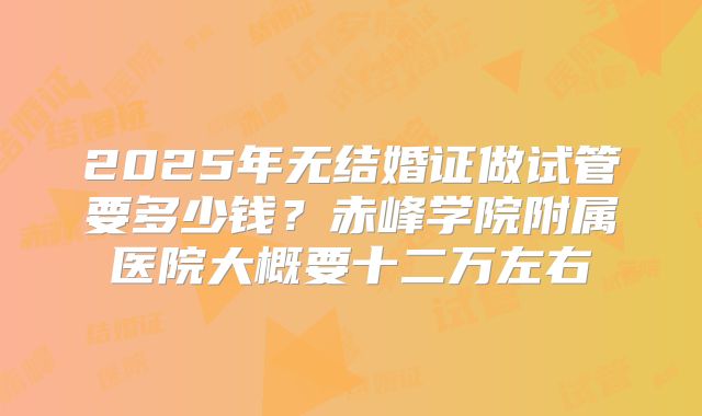 2025年无结婚证做试管要多少钱？赤峰学院附属医院大概要十二万左右