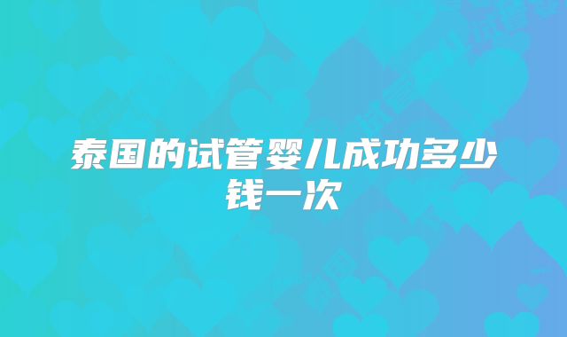 泰国的试管婴儿成功多少钱一次