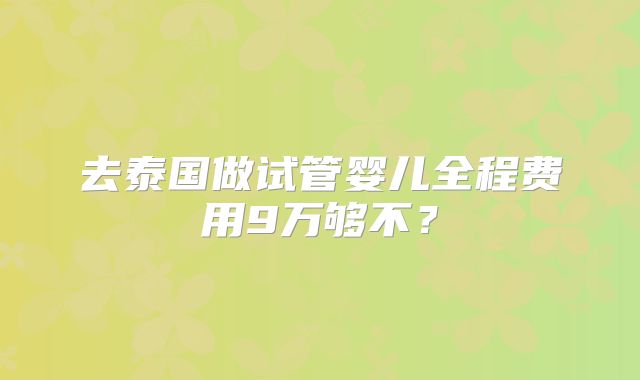 去泰国做试管婴儿全程费用9万够不？