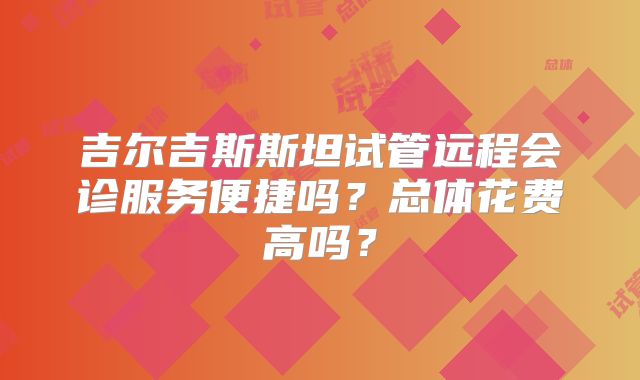 吉尔吉斯斯坦试管远程会诊服务便捷吗？总体花费高吗？