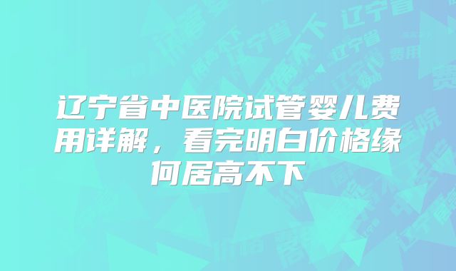 辽宁省中医院试管婴儿费用详解，看完明白价格缘何居高不下