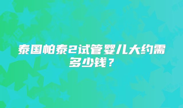 泰国帕泰2试管婴儿大约需多少钱?