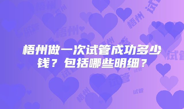 梧州做一次试管成功多少钱？包括哪些明细？