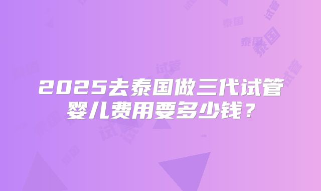 2025去泰国做三代试管婴儿费用要多少钱?