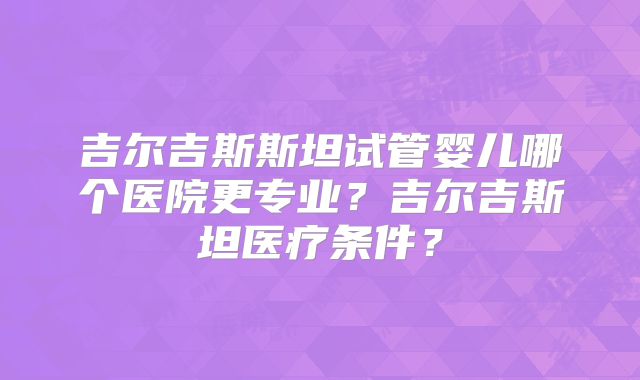 吉尔吉斯斯坦试管婴儿哪个医院更专业?吉尔吉斯坦医疗条件?