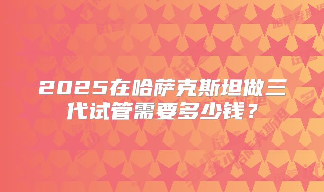 2025在哈萨克斯坦做三代试管需要多少钱？