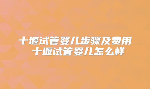 十堰试管婴儿步骤及费用 十堰试管婴儿怎么样