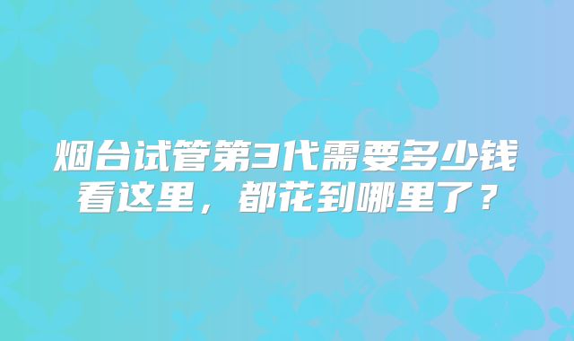 烟台试管第3代需要多少钱看这里，都花到哪里了？