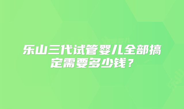 乐山三代试管婴儿全部搞定需要多少钱？
