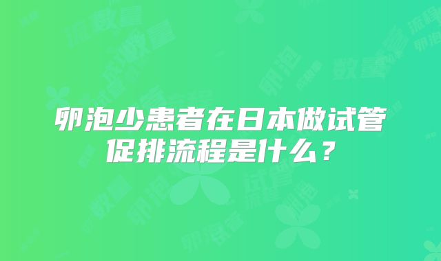 卵泡少患者在日本做试管促排流程是什么？