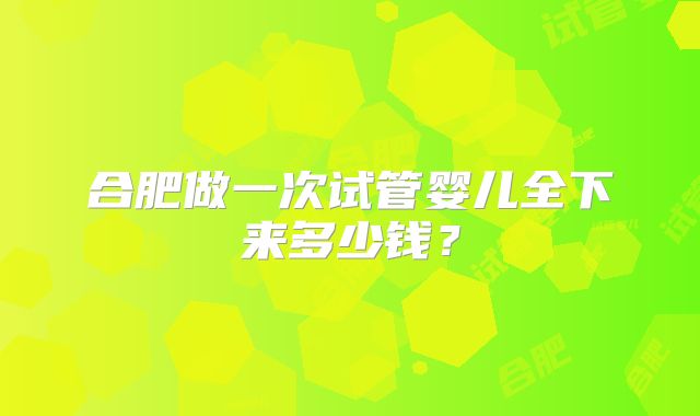 合肥做一次试管婴儿全下来多少钱？