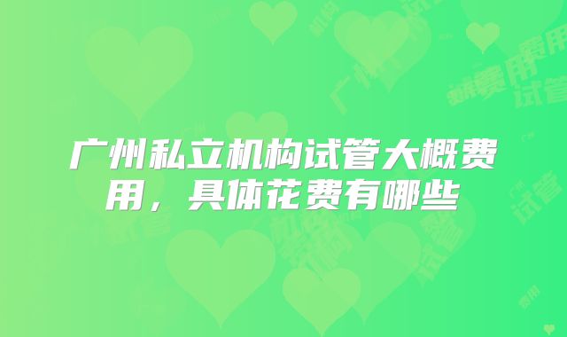 广州私立机构试管大概费用，具体花费有哪些