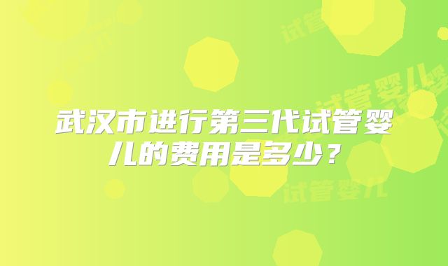 武汉市进行第三代试管婴儿的费用是多少？