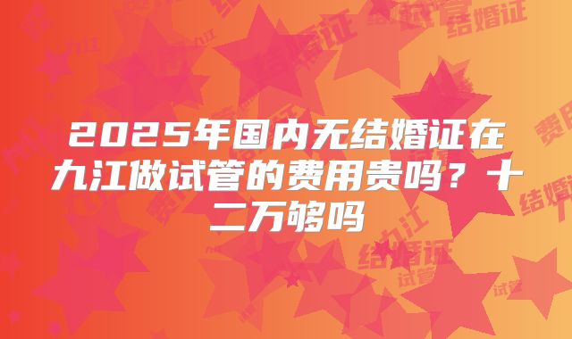 2025年国内无结婚证在九江做试管的费用贵吗?十二万够吗