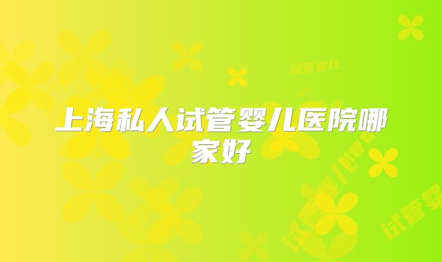 上海私人试管婴儿医院哪家好