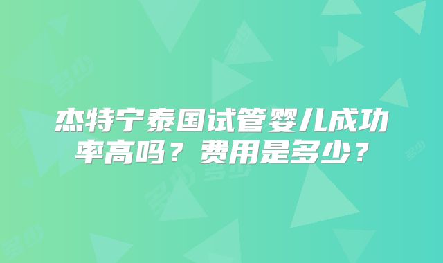杰特宁泰国试管婴儿成功率高吗?费用是多少?