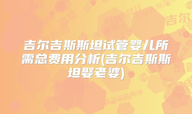 吉尔吉斯斯坦试管婴儿所需总费用分析(吉尔吉斯斯坦娶老婆)