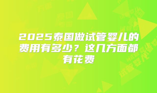 2025泰国做试管婴儿的费用有多少?这几方面都有花费