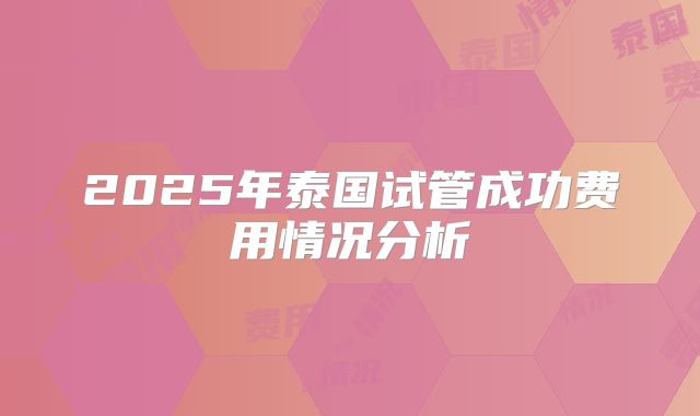 2025年泰国试管成功费用情况分析