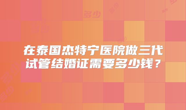 在泰国杰特宁医院做三代试管结婚证需要多少钱？