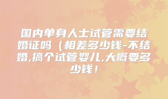 国内单身人士试管需要结婚证吗(相差多少钱-不结婚,搞个试管婴儿,大概要多少钱!