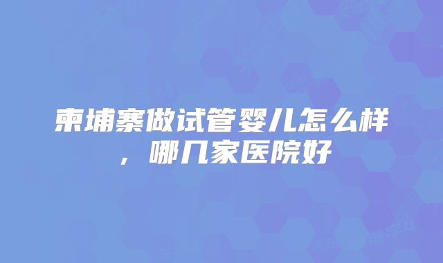 柬埔寨做试管婴儿怎么样，哪几家医院好
