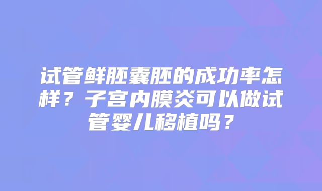 试管鲜胚囊胚的成功率怎样？子宫内膜炎可以做试管婴儿移植吗？