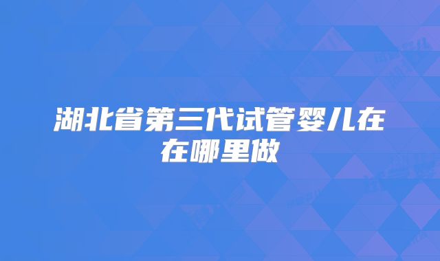 湖北省第三代试管婴儿在在哪里做