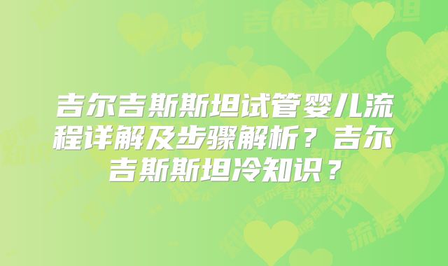 吉尔吉斯斯坦试管婴儿流程详解及步骤解析?吉尔吉斯斯坦冷知识?