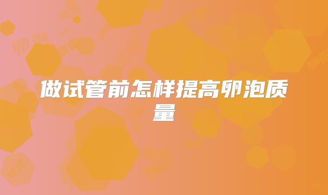 做试管前怎样提高卵泡质量