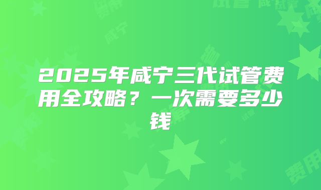 2025年咸宁三代试管费用全攻略?一次需要多少钱