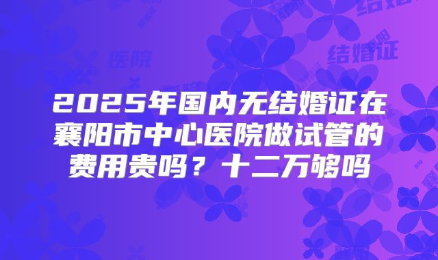 2025年国内无结婚证在襄阳市中心医院做试管的费用贵吗?十二万够吗