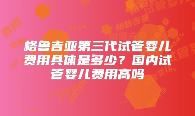格鲁吉亚第三代试管婴儿费用具体是多少?国内试管婴儿费用高吗