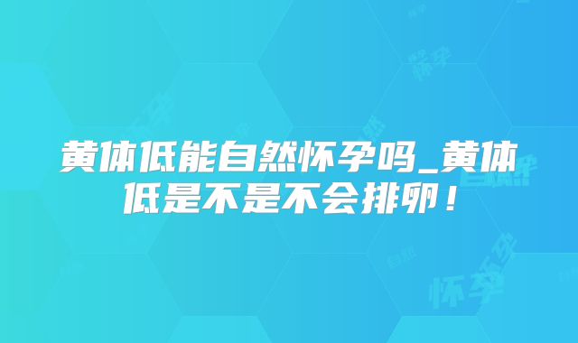 黄体低能自然怀孕吗_黄体低是不是不会排卵!