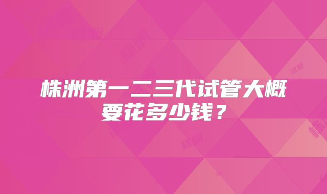 株洲第一二三代试管大概要花多少钱？