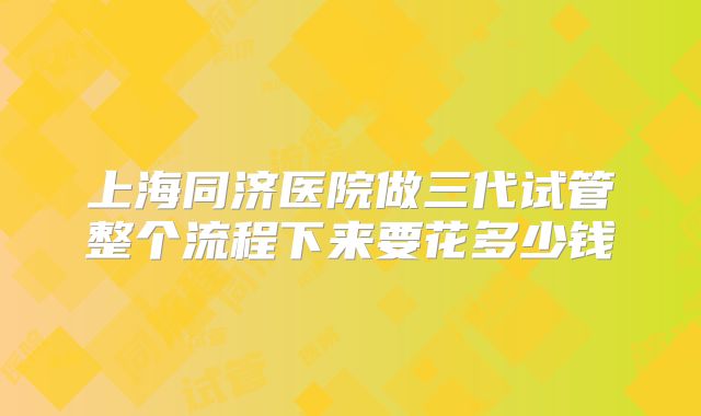 上海同济医院做三代试管整个流程下来要花多少钱