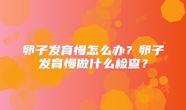 卵子发育慢怎么办?卵子发育慢做什么检查?