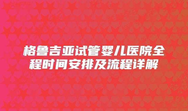 格鲁吉亚试管婴儿医院全程时间安排及流程详解