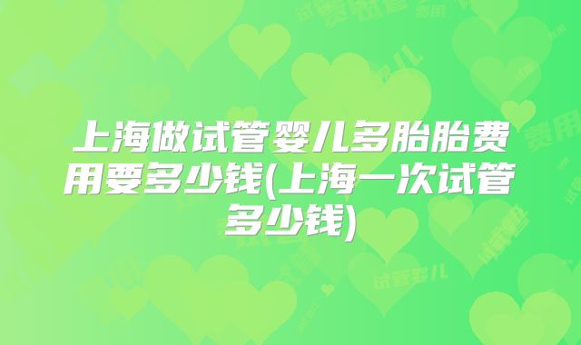 上海做试管婴儿多胎胎费用要多少钱(上海一次试管多少钱)
