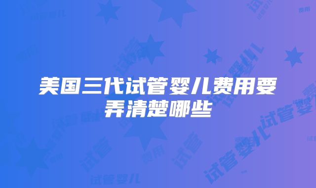 美国三代试管婴儿费用要弄清楚哪些