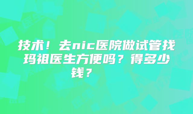 技术！去nic医院做试管找玛祖医生方便吗？得多少钱？    