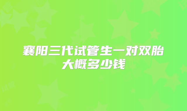襄阳三代试管生一对双胎大概多少钱