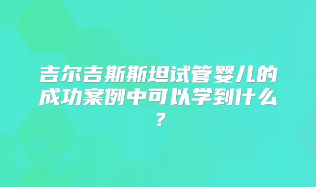 吉尔吉斯斯坦试管婴儿的成功案例中可以学到什么？