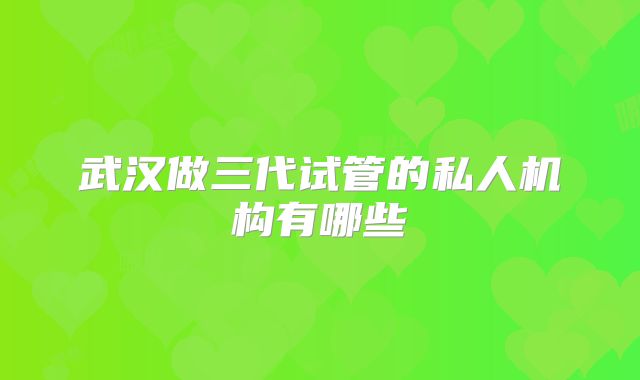 武汉做三代试管的私人机构有哪些