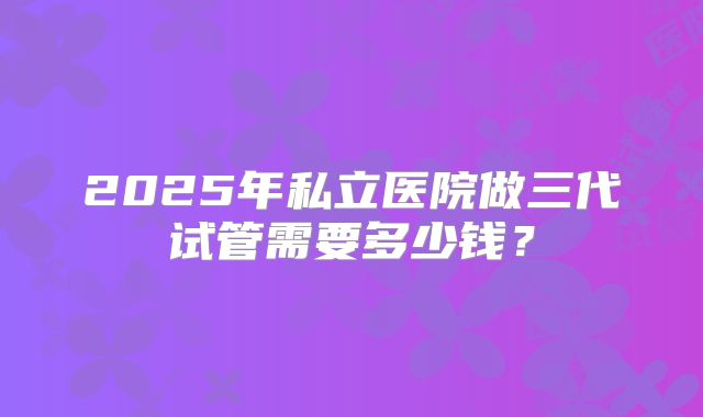 2025年私立医院做三代试管需要多少钱?
