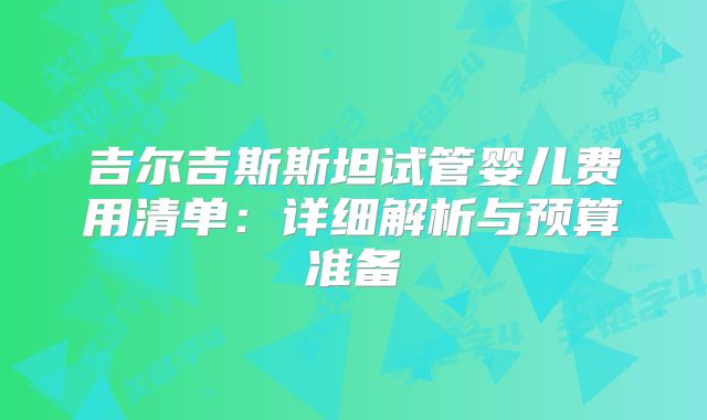 吉尔吉斯斯坦试管婴儿费用清单：详细解析与预算准备